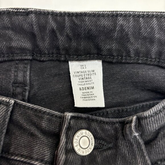 &Denim H&M Vintage High Waist Slim Women's size 2 Black Denim Jeans - Picture 2 of 5